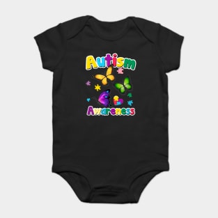 Autism Awareness Butterfly Puzzle Pieces Baby Bodysuit